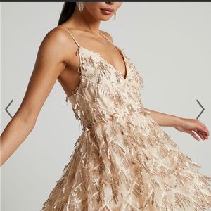 Showpo gold fringe dress